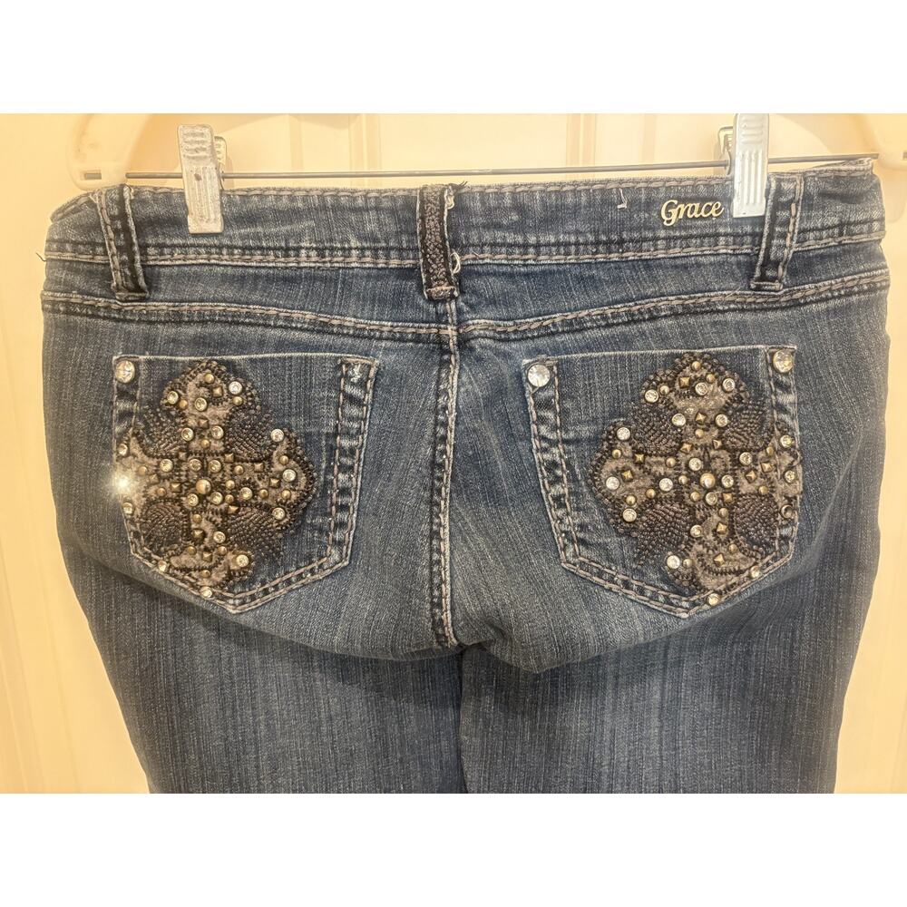 Y2k Grace in LA Jr Bootcut Jeans Size 11 Rhinestone Cross - Picture 7 of 7